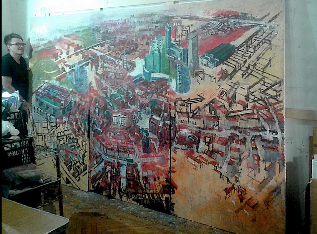 015 MILANO in working .trittico su tamburato.cm 100x300. 2022