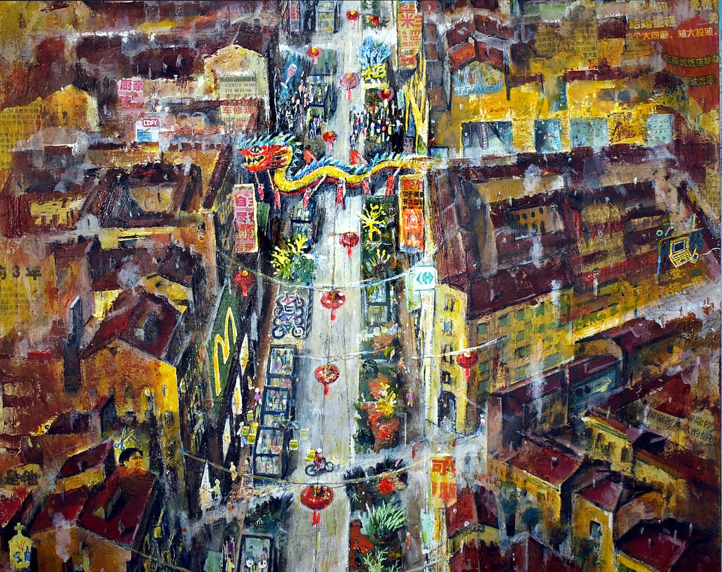 006 PAOLO SARPI PARTICOLARE del quadro VIA PAOLO SARPI, acrilici su tavola .cm100x50. 2022 2