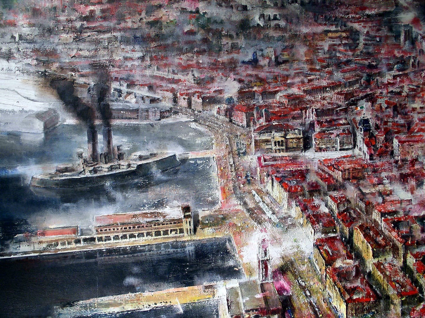 particolare del dipinto TRIESTE olio su tela 140x200 fr.santosuosso 2007