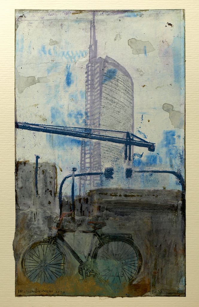 014 PORTA VOLTA. acrilico e embossy a caldo su carta cm. 23x14. 2022