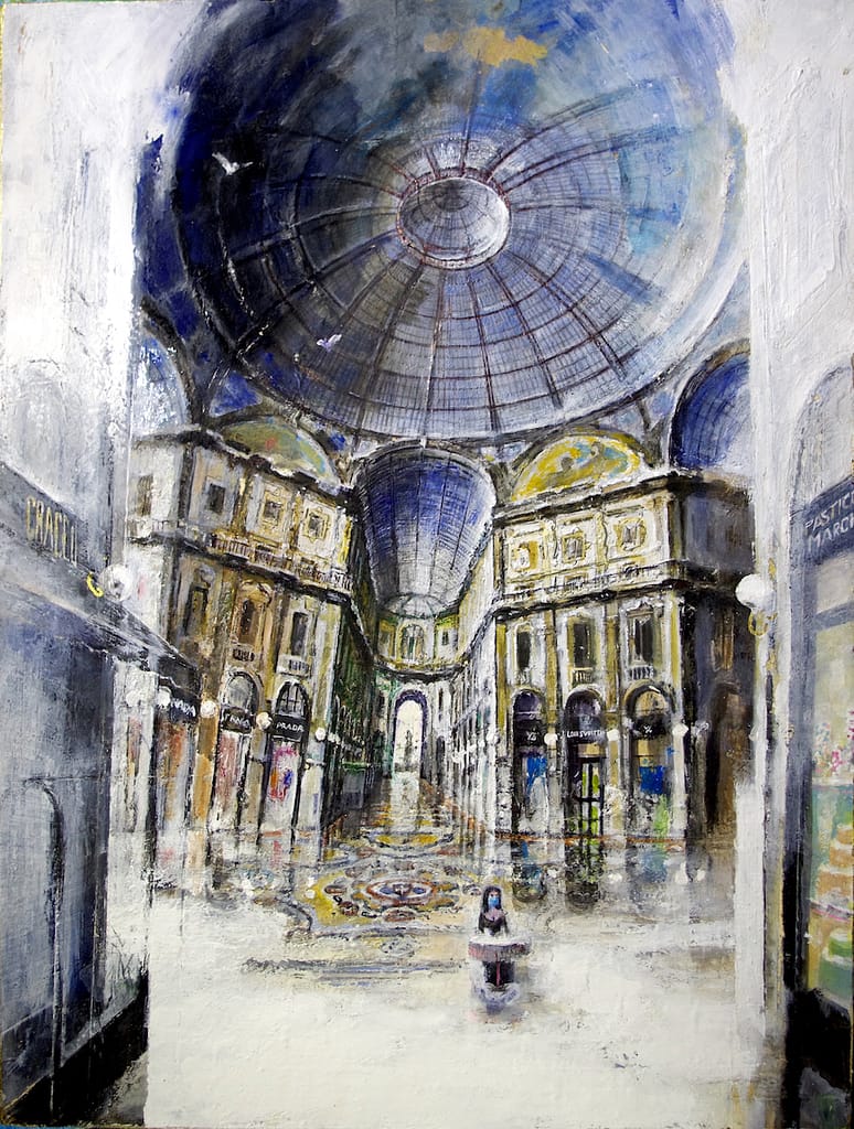 001 Galleria Vittorio Emanuele. marzo 2020. acrilico su tavola cm 65x49,5