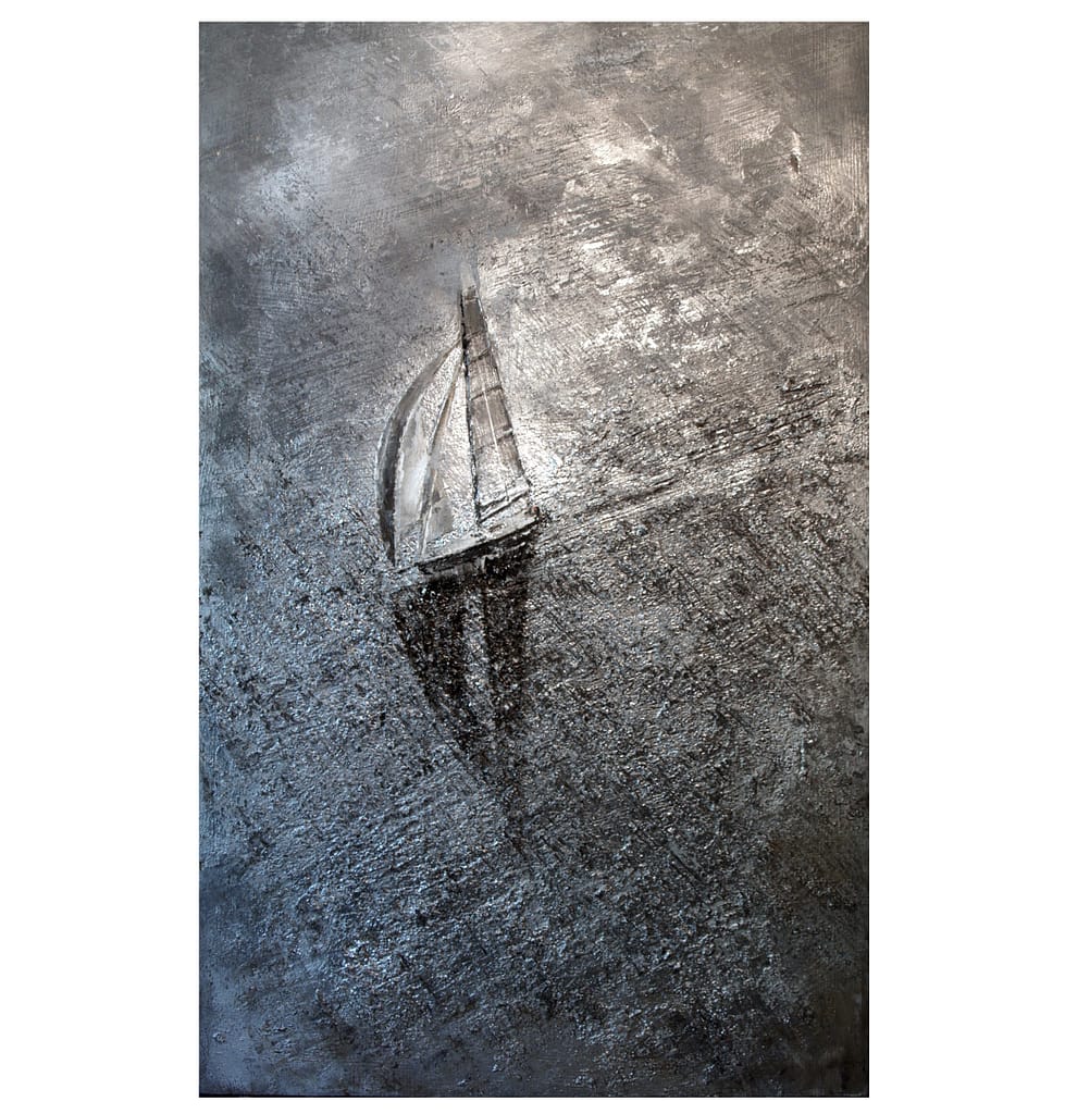 ARGENTO- stucchi e smalto su legno cm 60x100-